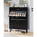 Shoe Storage Cabinet with Dual Flip Drawers, Space-Saving Shoe Organizer for Entryway, Hallway, Hidden Shoe Rack Cupboard, Freestanding Style