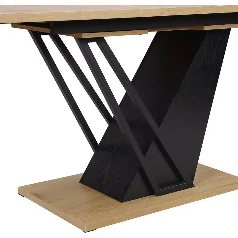 GDFStudio Elin Modern Rectangular Extendable Dining Table with Metal Frame and Wooden Tabletop
