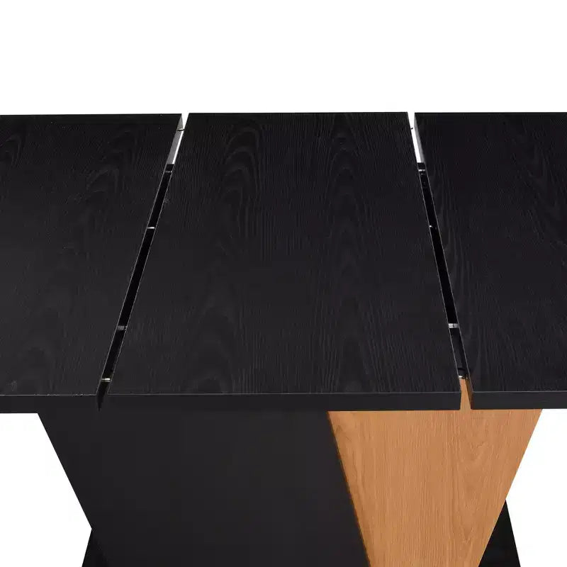 GDFStudio Elin Modern Rectangular Extendable Dining Table with Metal Frame and Wooden Tabletop