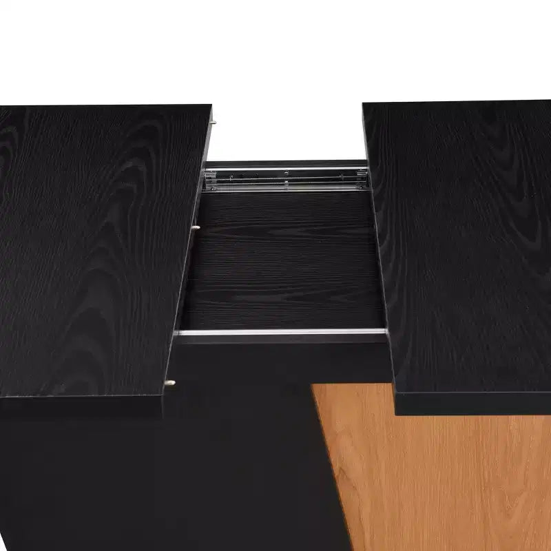GDFStudio Elin Modern Rectangular Extendable Dining Table with Metal Frame and Wooden Tabletop