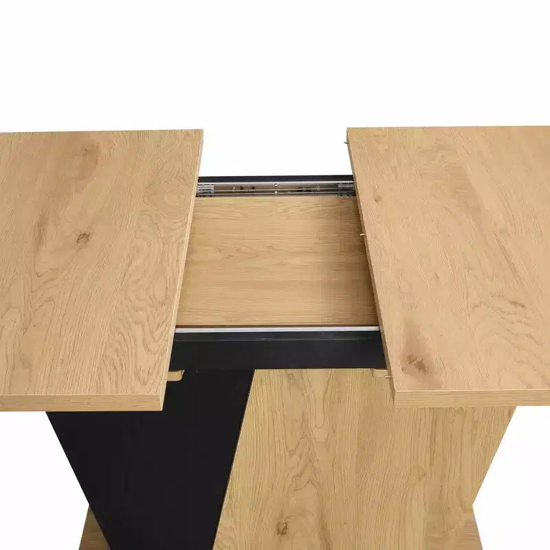 GDFStudio Elin Modern Rectangular Extendable Dining Table with Metal Frame and Wooden Tabletop