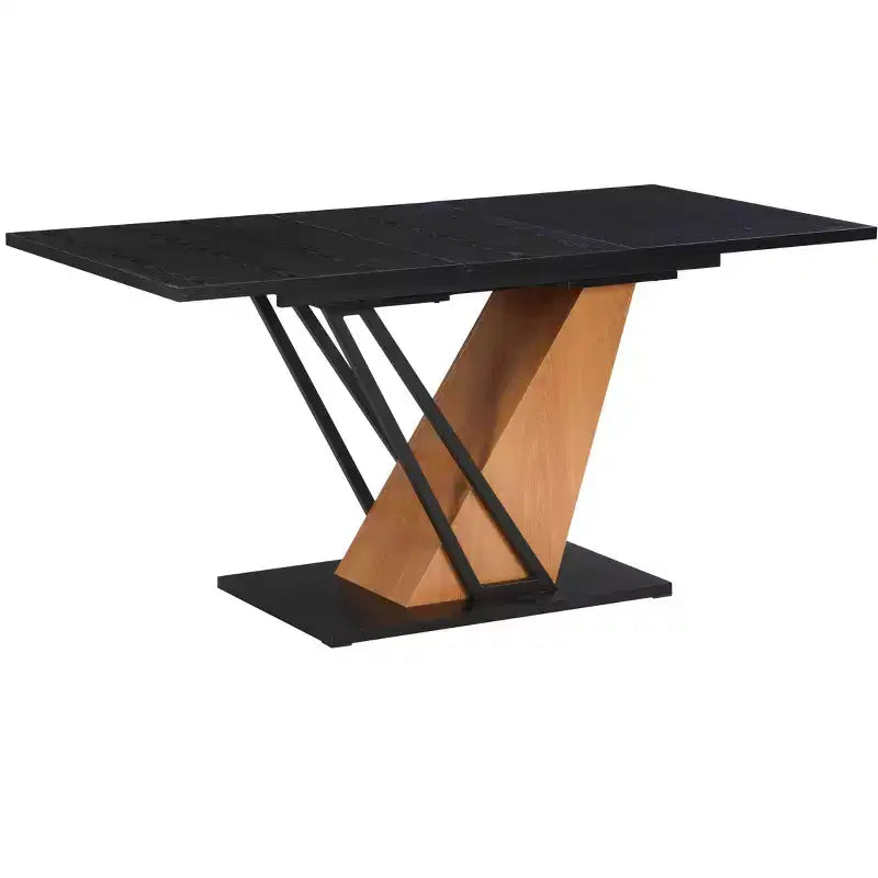 GDFStudio Elin Modern Rectangular Extendable Dining Table with Metal Frame and Wooden Tabletop