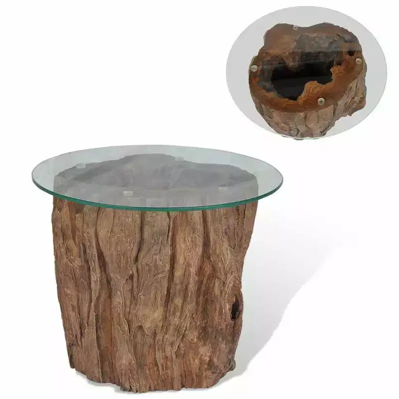 vidaXL Coffee Table Teak Glass 19.7x15.7