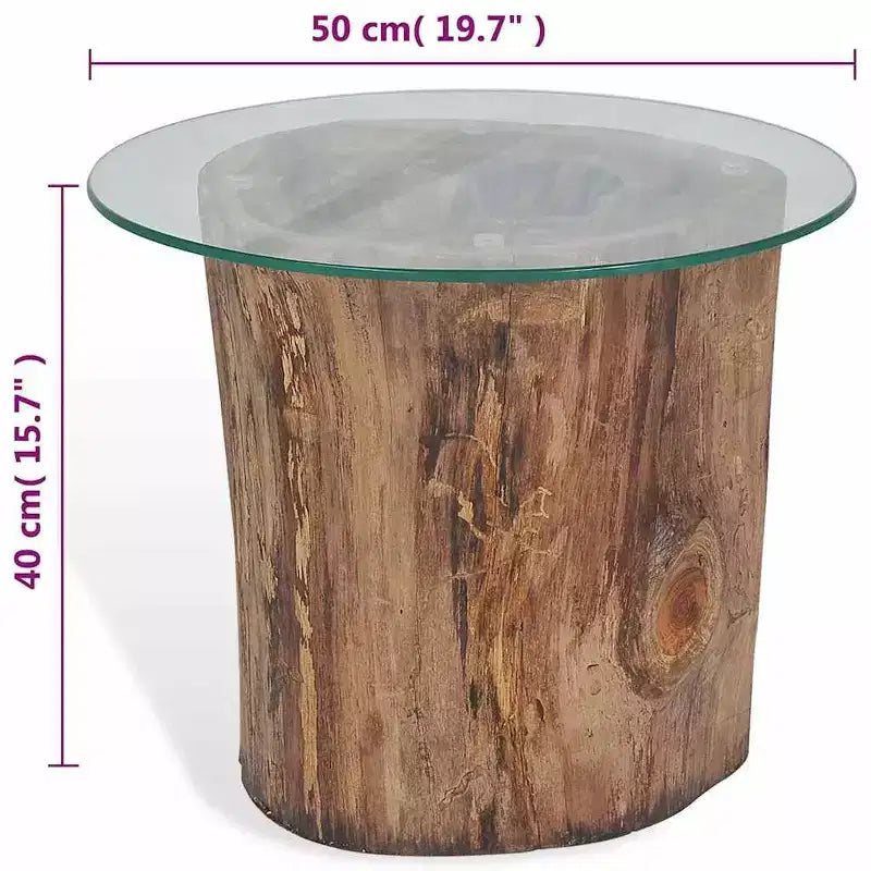 vidaXL Coffee Table Teak Glass 19.7x15.7