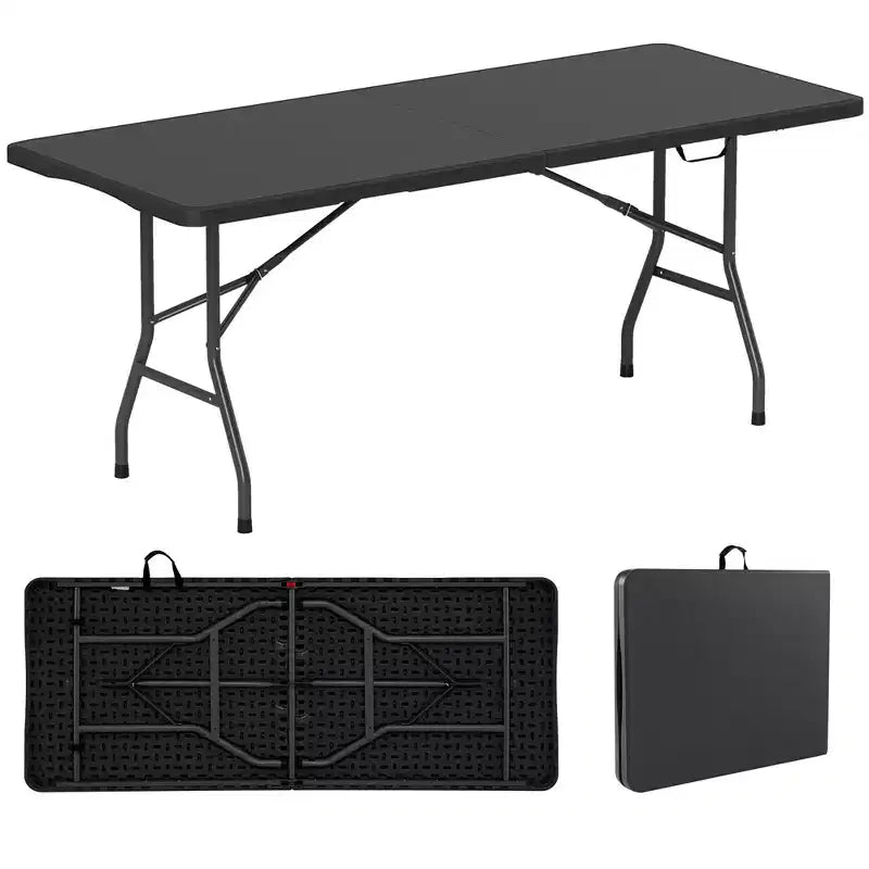 Costway 6 ft Portable Folding Table w/HDPE Tabletop Safe Lock Mechanism Carrying Handle