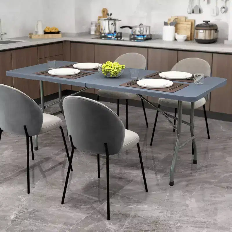 Costway 6 ft Portable Folding Table w/HDPE Tabletop Safe Lock Mechanism Carrying Handle