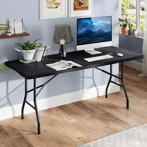 Costway 6 ft Portable Folding Table w/HDPE Tabletop Safe Lock Mechanism Carrying Handle