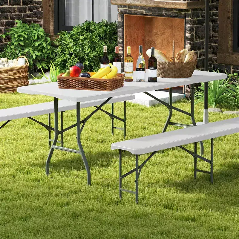 Costway 6 ft Portable Folding Table w/HDPE Tabletop Safe Lock Mechanism Carrying Handle