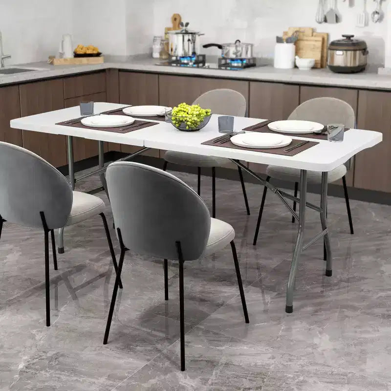 Costway 6 ft Portable Folding Table w/HDPE Tabletop Safe Lock Mechanism Carrying Handle