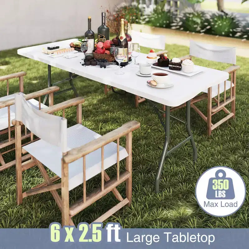 Costway 6 ft Portable Folding Table w/HDPE Tabletop Safe Lock Mechanism Carrying Handle