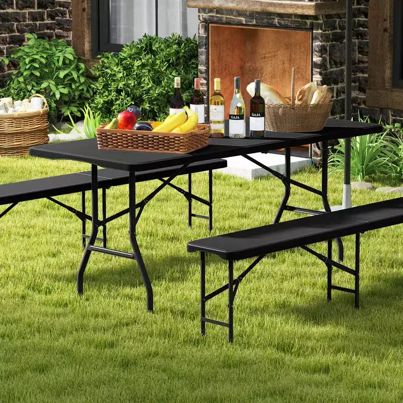 Costway 6 ft Portable Folding Table w/HDPE Tabletop Safe Lock Mechanism Carrying Handle