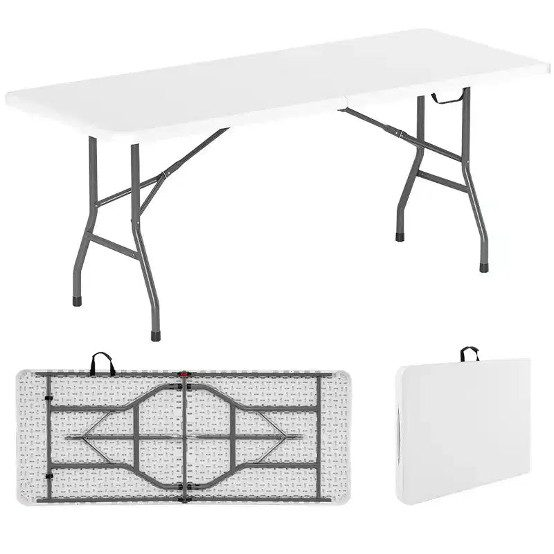 Costway 6 ft Portable Folding Table w/HDPE Tabletop Safe Lock Mechanism Carrying Handle