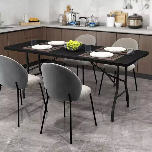 Costway 6 ft Portable Folding Table w/HDPE Tabletop Safe Lock Mechanism Carrying Handle