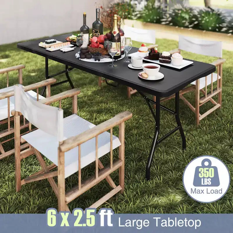 Costway 6 ft Portable Folding Table w/HDPE Tabletop Safe Lock Mechanism Carrying Handle
