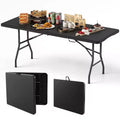 Costway 6 ft Portable Folding Table w/HDPE Tabletop Safe Lock Mechanism Carrying Handle