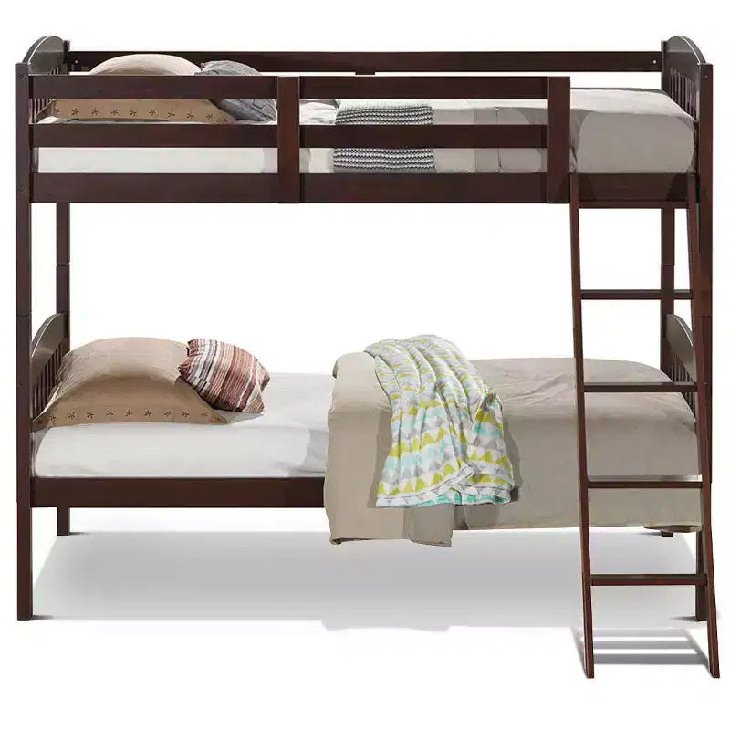 Costway Wood Solid Hardwood Twin Bunk Beds Detachable Safety Rail